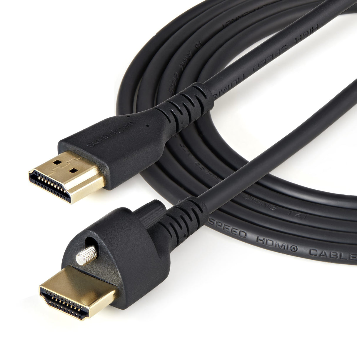StarTech.com 6ft (2m) Slim HDMI Cable with Locking Screw - 4K 60Hz HDR - High Speed HDMI 2.0 Monitor Cable with Locking Screw Connector for Secure Connection - Slim HDMI Cable with Ethernet - M/M