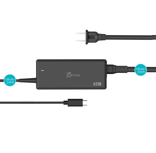 j5create JUP1265 power adapter/inverter Indoor 65 W Black