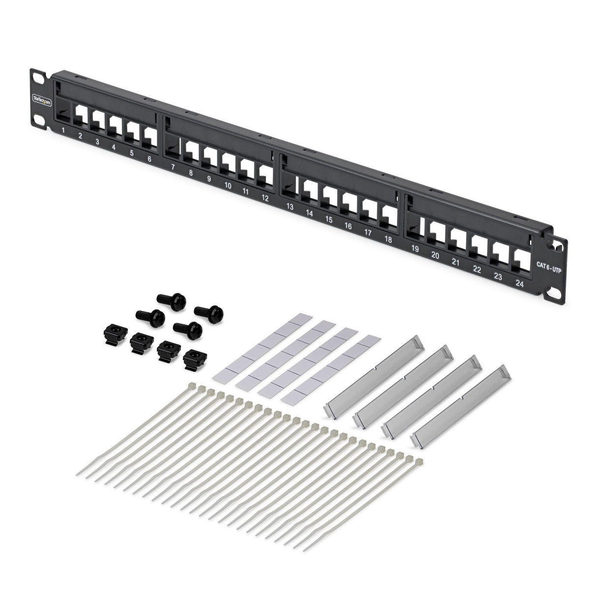 StarTech.com 24 Port 1U Blank Keystone Patch Panel, Rackmount Cat6 Patch Panel for RJ45 UTP Ethernet Network Jacks