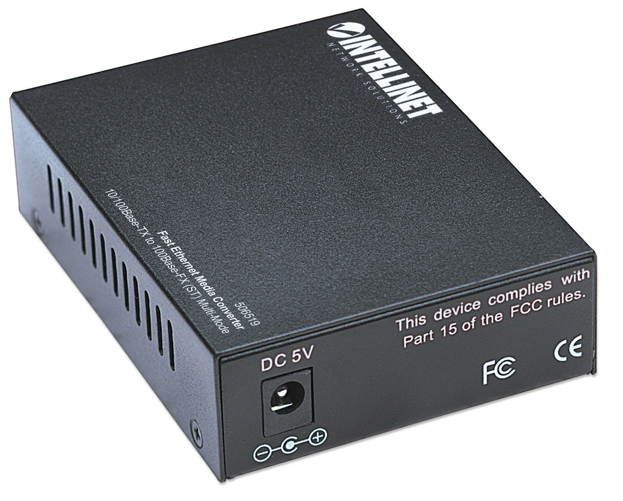 Intellinet Fast Ethernet Media Converter, 10/100Base-Tx to 100Base-Fx (ST) Multi-Mode, 2 km (1.24 mi)