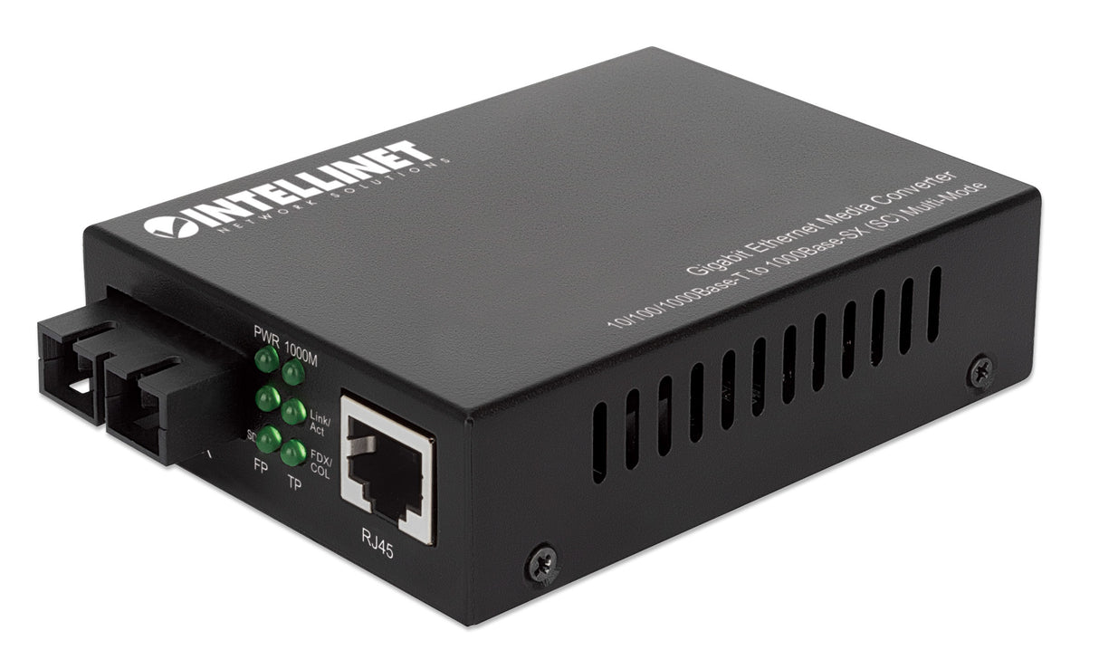 Intellinet Gigabit Ethernet Media Converter 10/100/1000Base-T to 1000Base-SX (SC) Multi-Mode, 550 m (1,800 ft.), Autonegotiation