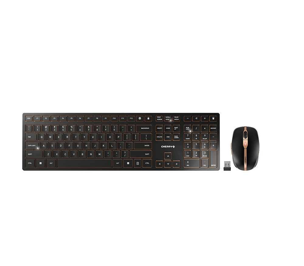 CHERRY DW 9100 SLIM keyboard Mouse included Universal RF Wireless + Bluetooth QWERTY English Black