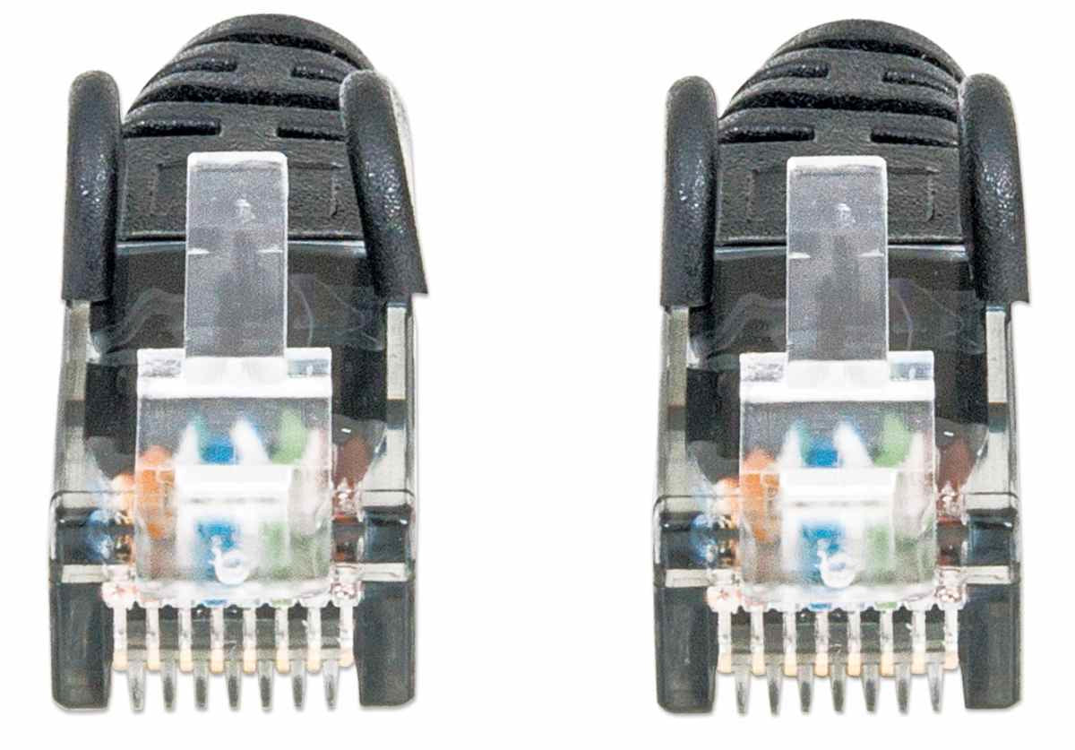 Intellinet Network Patch Cable, Cat6, 2m, Black, CCA, U/UTP, PVC, RJ45, Gold Plated Contacts, Snagless, Booted, Lifetime Warranty