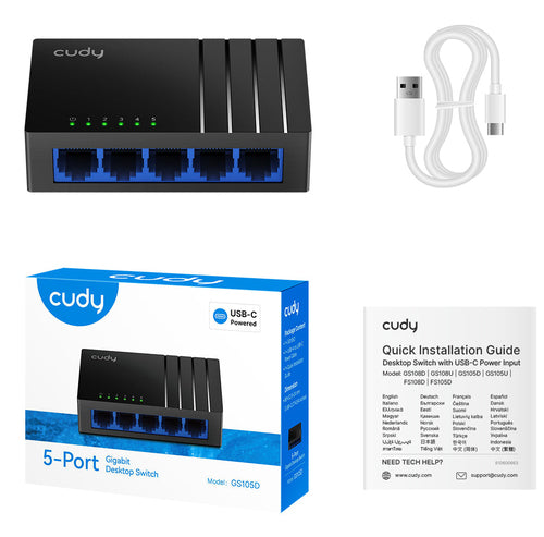 Cudy GS105D network switch Unmanaged Gigabit Ethernet (10/100/1000) Black