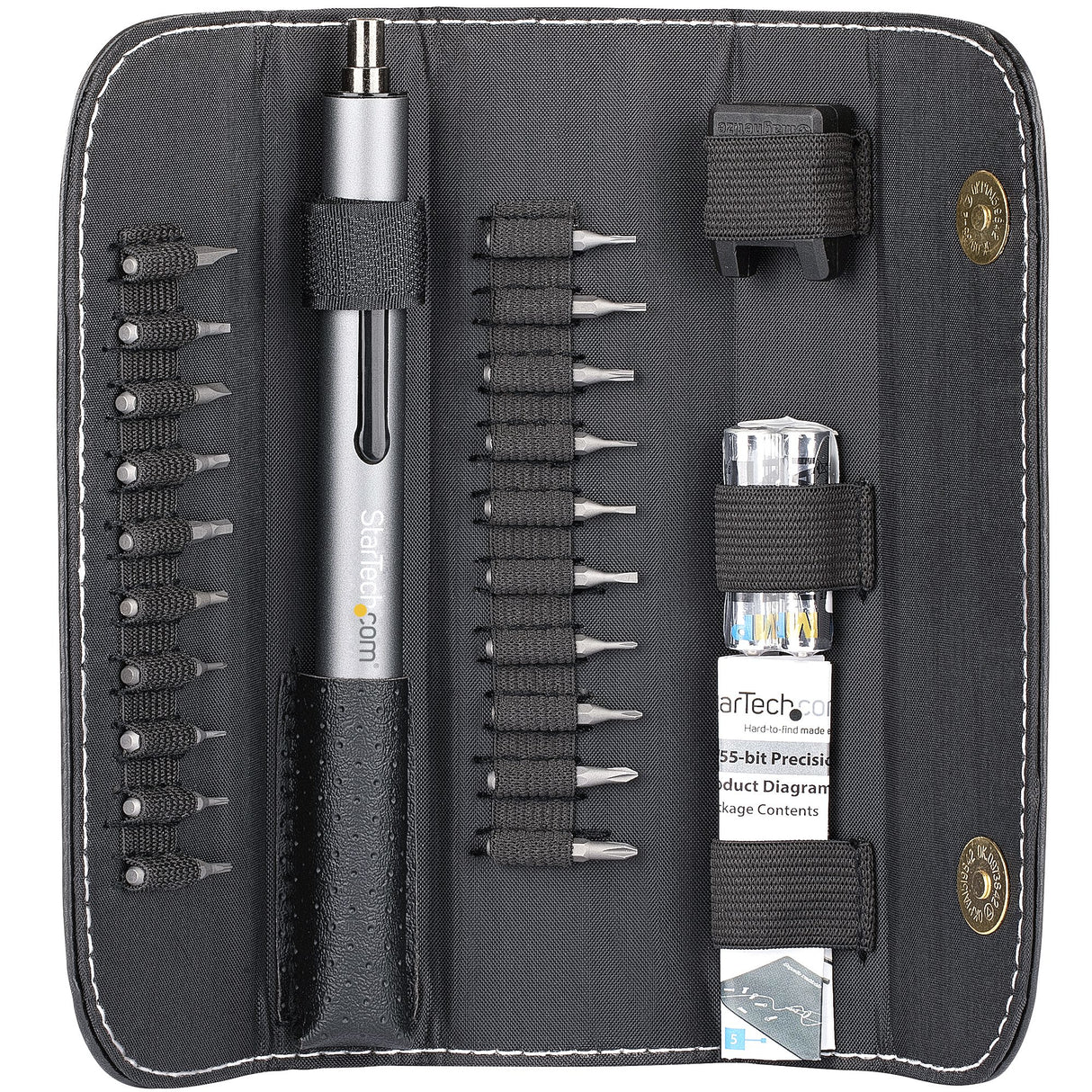 StarTech.com 20-Bit Electric Precision Screwdriver Set - Portable/Mini Battery Powered Bit Driver Kit for Electronics, Laptop, Computer, Tablet & Phone Repairs - Magnetic - Cordless - TAA