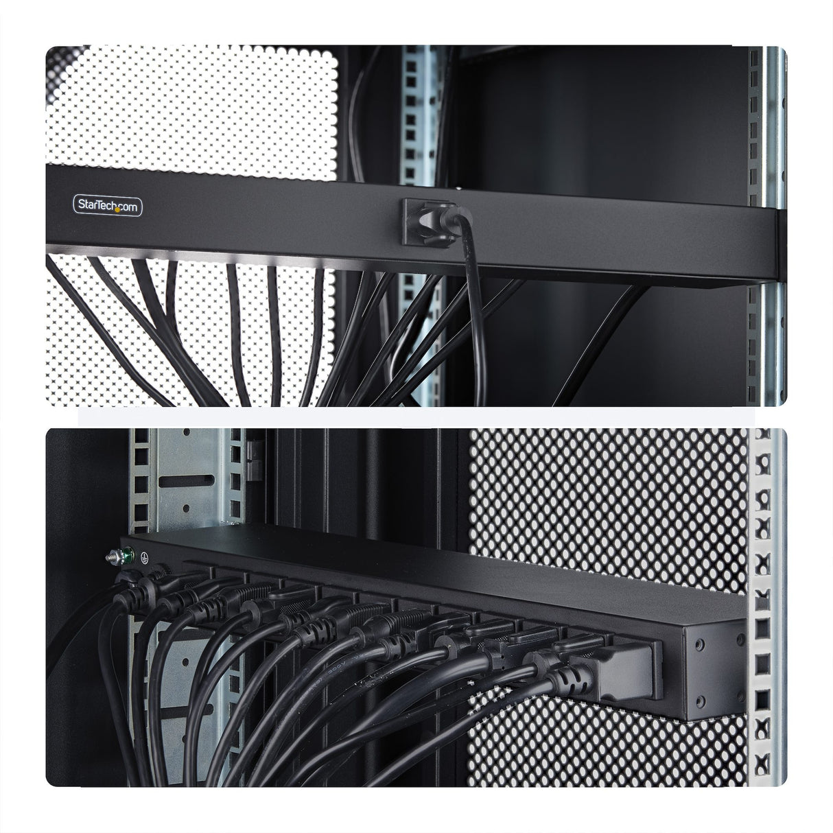 StarTech.com 13-Outlet Rackmount PDU, 1U Server Power Strip with 1x Front and 12x Rear Ports, Mounted Power Distribution Unit for 19-Inch Racks and Cabinets