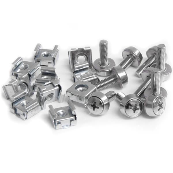 StarTech.com 50-Pack M5 12mm Screws, Square Hole Cage Nuts and Installation Tool, Hardware Mounting Kit for 19" or 10" Server Racks, Cabinets and Enclosures, Silver - TAA