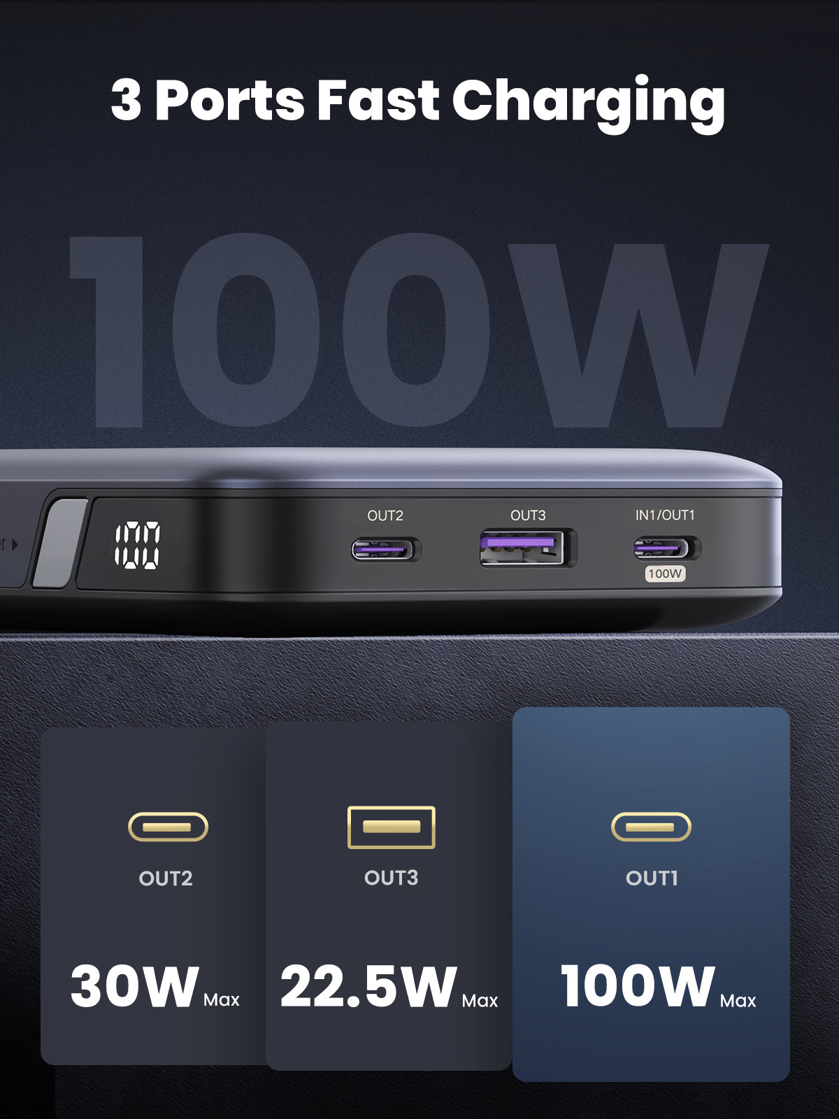 Ugreen 25188 power bank 20000 mAh Grey