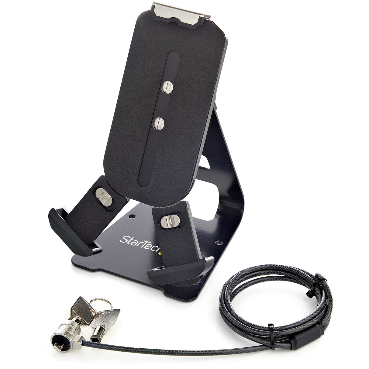 StarTech.com Secure Tablet Stand w/ K-Slot Cable Lock - Locking Tablet Holder for 7.9"-13" Tablets - Universal Adjustable Tablet Mount for Desk/Surface - Lockable Anti-Theft Security Mount - TAA
