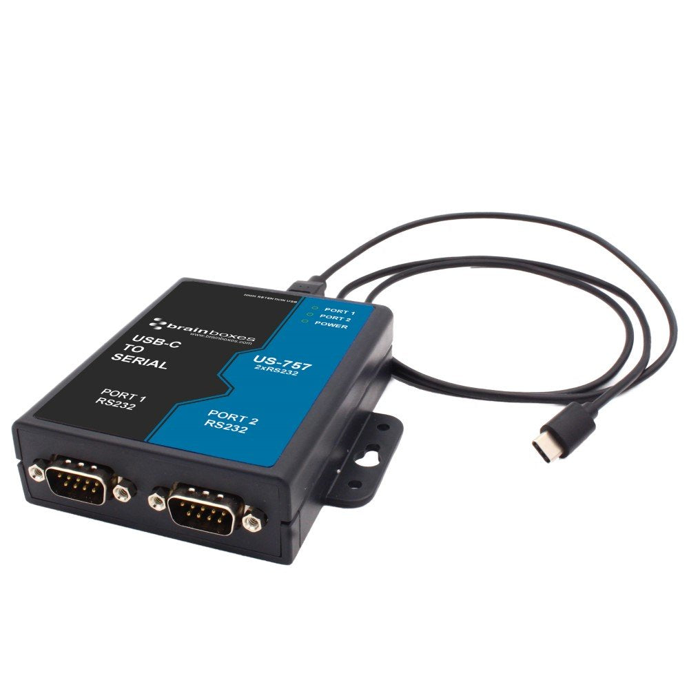 Brainboxes US-757 cable gender changer RS232 USB-C Black, Blue