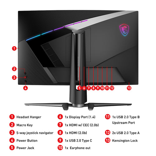MSI MPG Artymis 273CQR computer monitor 68.6 cm (27") 2560 x 1440 pixels Wide Quad HD LCD Black