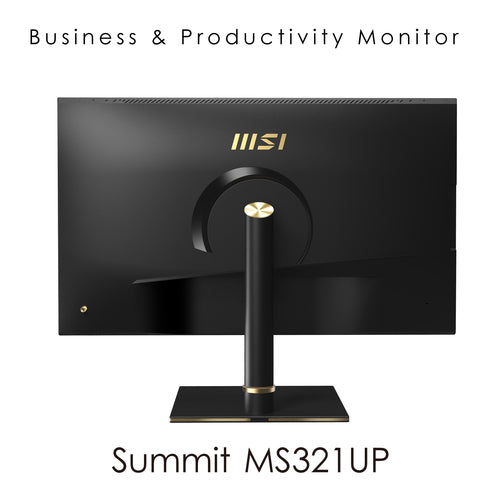 MSI Summit MS321UP 32 Inch Monitor with Adjustable Stand, UHD (3840 x 2160), 16:9, 60Hz, IPS, 4ms, HDMI, DisplayPort, USB Type-C, Built-in USB Hub, Anti-Glare, Anti-Flicker, Less Blue light, VESA, Kensington, Black