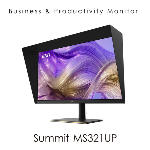 MSI Summit MS321UP 32 Inch Monitor with Adjustable Stand, UHD (3840 x 2160), 16:9, 60Hz, IPS, 4ms, HDMI, DisplayPort, USB Type-C, Built-in USB Hub, Anti-Glare, Anti-Flicker, Less Blue light, VESA, Kensington, Black