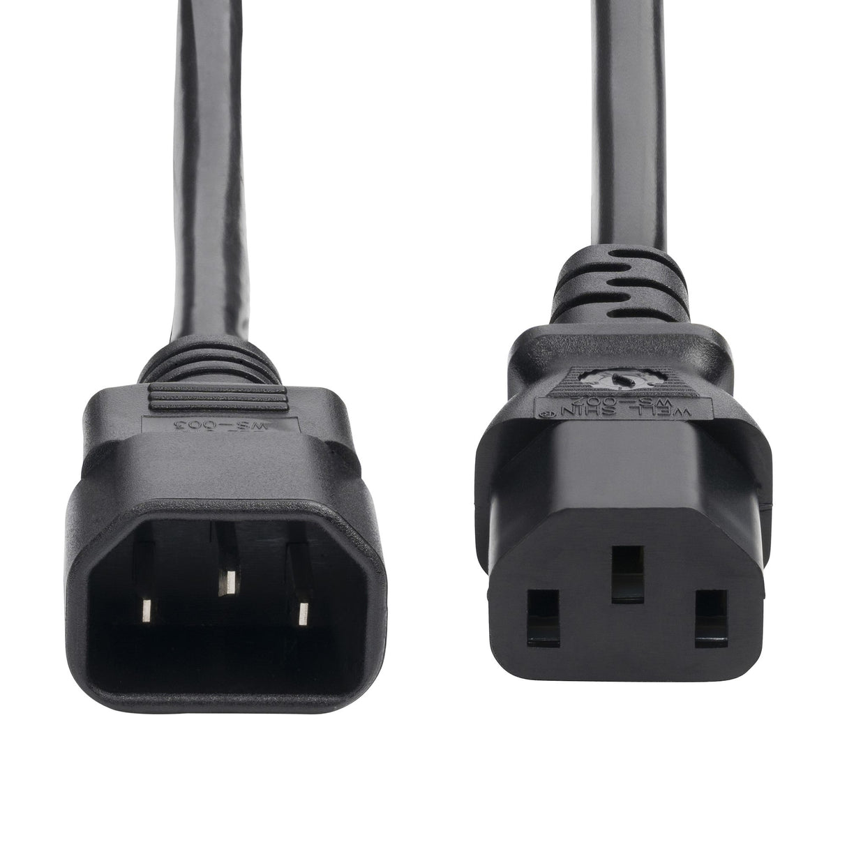StarTech.com 1ft (30cm) Power Extension Cord, C14 to C13 PDU Power Cord, 10A 250V, 18AWG, Black Extension Cable, AC Power Cable for PDU/Power Supply, TAA Compliant, UL Listed