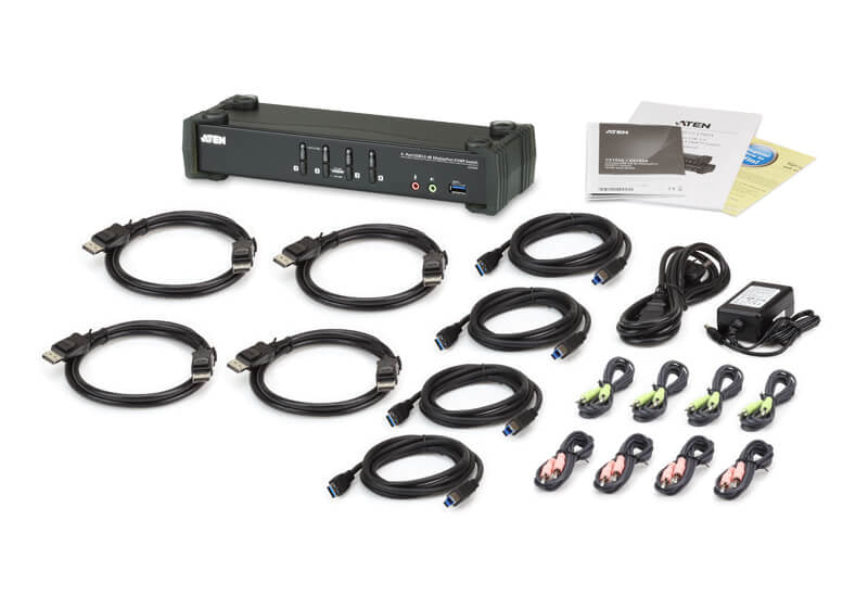 ATEN 4-Port USB 3.1 Gen 1 4K DisplayPort 1.2 KVMP™ Switch with Audio (KVM cables included)