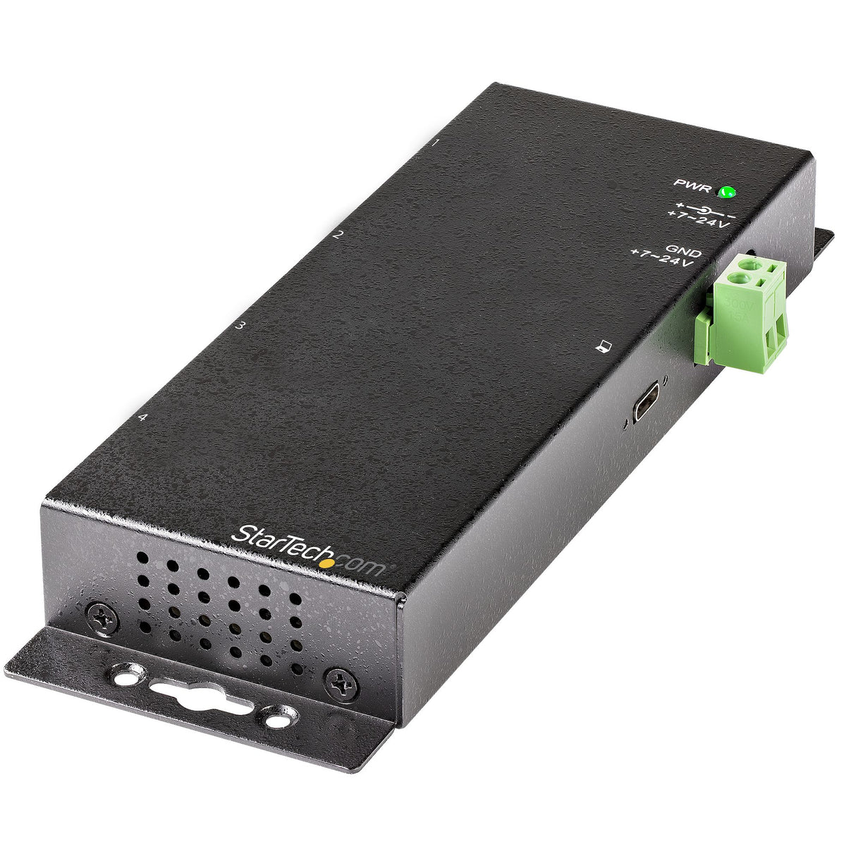 StarTech.com 4 Port USB C Hub 10Gbps - Metal Industrial USB-C Hub - 2x USB-C & 2x USB-A - ESD Surge Protection - USB-C or USB-A Host - Self-Powered Mountable USB 3.2 Gen 2 Type-C Hub - TAA
