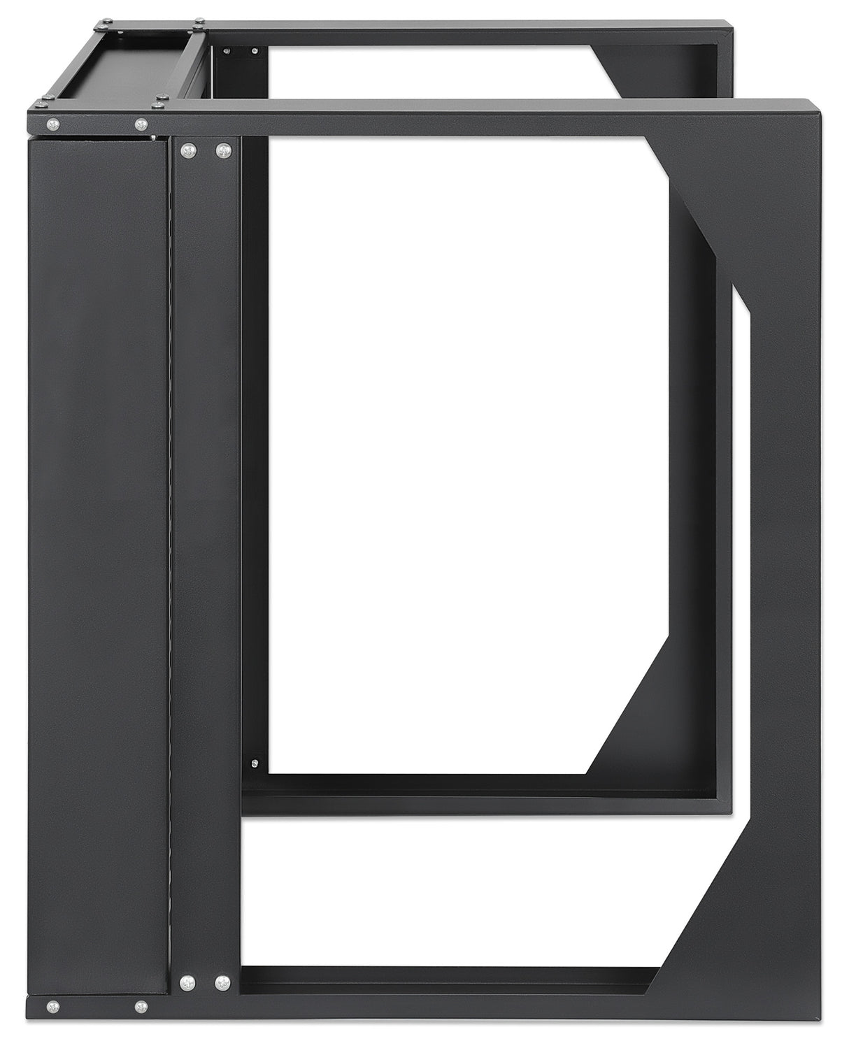 Intellinet 19" Wall Mount Open Frame Network Rack, 9U, Front-hinged Swing Frame Flat Pack, 2-Post, 17.7 in. Depth, Black RAL 9004