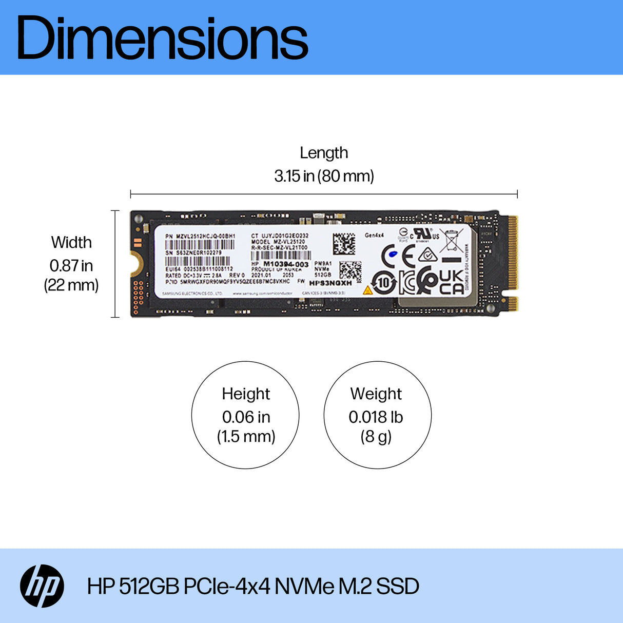 HP 512GB PCIe-4x4 NVMe Solid State Drive