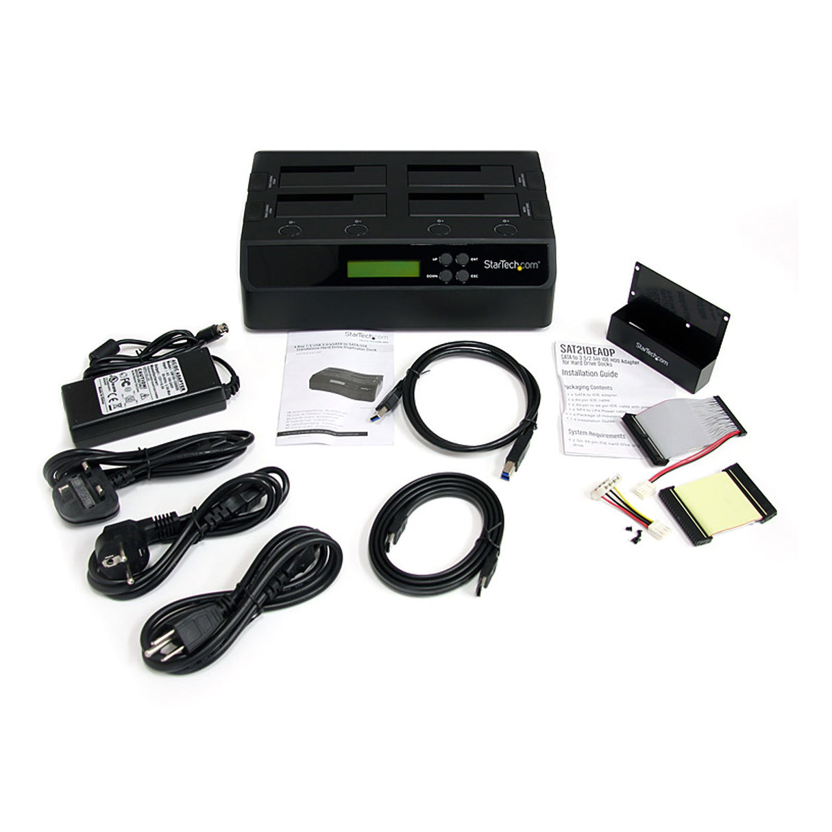 StarTech.com 4-Bay Hard Drive Duplicator and Eraser, Standalone 1:3 SATA HDD/SSD Cloner/Copier, USB 3.0 / eSATA to SATA Docking Station, Hard Drive Duplicator and Sanitizer Dock, Toolless / Top-Loading Design