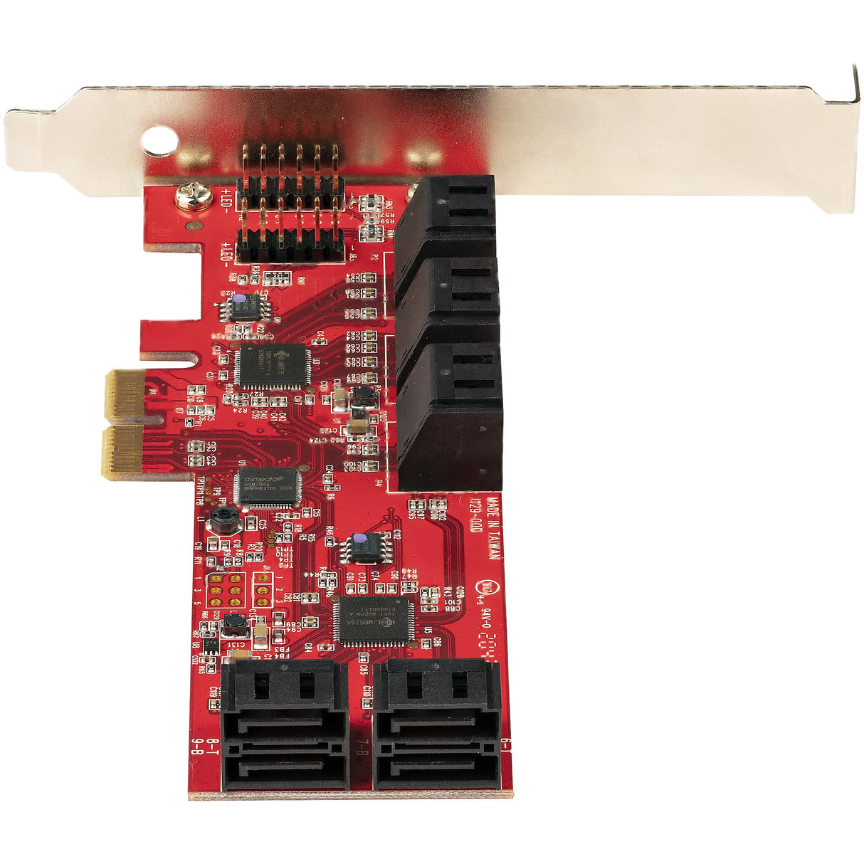 StarTech.com SATA PCIe Card - 10 Port PCIe SATA Expansion Card - 6Gbps - Low/Full Profile - Stacked SATA Connectors - ASM1062 Non-Raid - PCI Express to SATA Converter/Adapter - TAA
