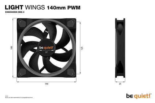 be quiet! Light Wings 140mm ARGB PWM Fan Black