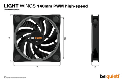 be quiet! Light Wings 140mm ARGB PWM High Speed Fan Black 3 Pack