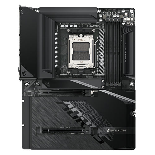 GIGABYTE B850 AORUS STEALTH Motherboard - AMD Ryzen 9000 Series CPUs, 14+2+2 Phases Digital VRM, up to 8200MHz DDR5 (OC), 2xPCIe 5.0 + 2xPCIe 4.0 M.2, WIFI 7, 5 GbE LAN, USB 3.2 Gen 2