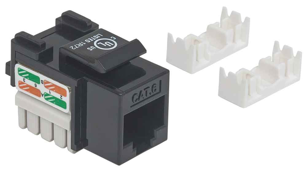 Intellinet Keystone Jack, Cat6, UTP, Punch-down, Black