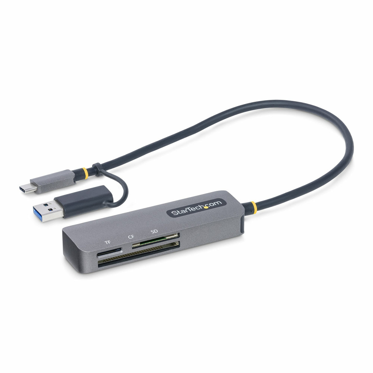 StarTech.com USB 3.0 Multi-Media Memory Card Reader, SD/microSD/CompactFlash Card Reader, Portable USB 5Gbps Card Adapter, External USB-C Card Reader with Attached USB-A Adapter - Works with Any Operating System