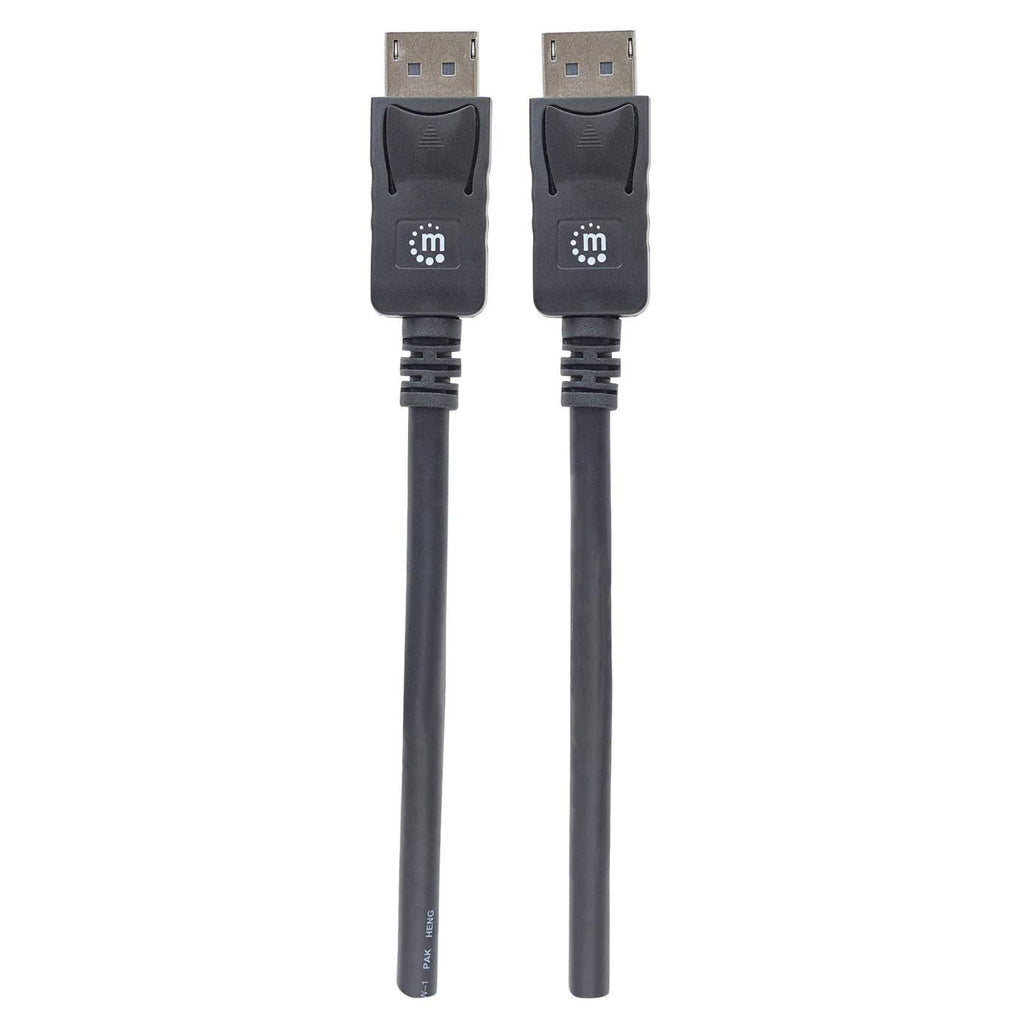 Manhattan DisplayPort 1.2 Cable, 4K@60hz, 1m, Male to Male, With Latches, Fully Shielded, Black, Lifetime Warranty, Equivalent to DISPL1M