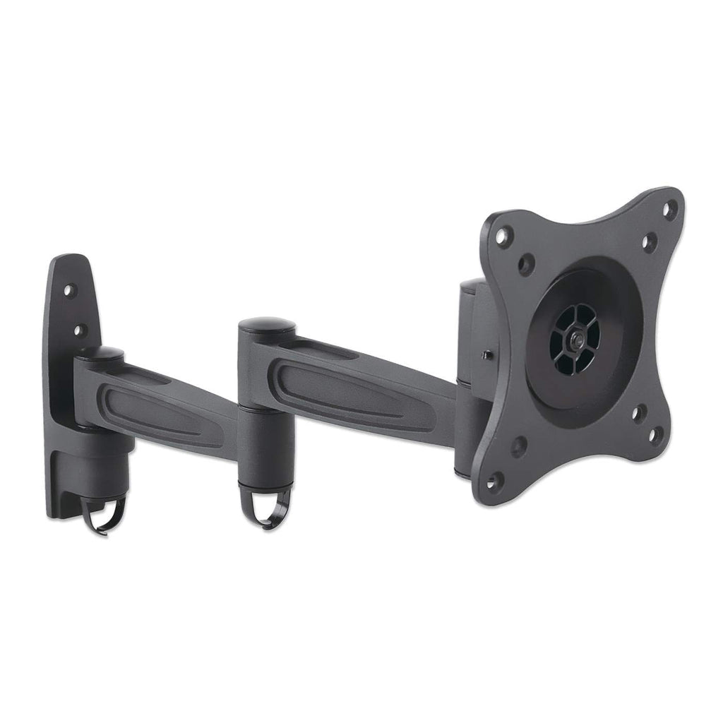 Manhattan Wall Mount for TV & Monitors (Full Motion), For screens 13" to 27", VESA compatibility: 75x75mm and 100x100mm - check the dimensions of the four mounting holes on back of screen to ensure it fits, Max 15kg, Black, Bracket, Lifetime Warranty