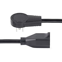 StarTech.com 3ft (1m) Power Extension Cord - 360° Rotating Flat Plug Extension Cord - NEMA 5-15P to NEMA 5-15R, 16 AWG, 125V/13A - Black Short 3-Prong Power Extender Cable