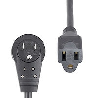 StarTech.com 3ft (1m) Power Extension Cord - 360° Rotating Flat Plug Extension Cord - NEMA 5-15P to NEMA 5-15R, 16 AWG, 125V/13A - Black Short 3-Prong Power Extender Cable
