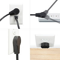 StarTech.com 10ft (3m) Power Extension Cord - 360° Rotating Flat Plug Extension Cord - NEMA 5-15P to NEMA 5-15R, 16 AWG, 125V/13A - Black Short 3-Prong Power Extender Cable - UL Certified