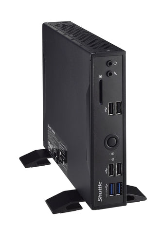 Shuttle XPC slim Barebone DS20UV2, Celeron 5205U, 1xHDMI, 1xDP, 1xVGA, 2xLAN (1xGbit, 1x2.5Gbit), 1xCOM, 8xUSB, fanless, 24/7 permanent operation