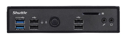 Shuttle XPC slim Barebone DS20UV2, Celeron 5205U, 1xHDMI, 1xDP, 1xVGA, 2xLAN (1xGbit, 1x2.5Gbit), 1xCOM, 8xUSB, fanless, 24/7 permanent operation