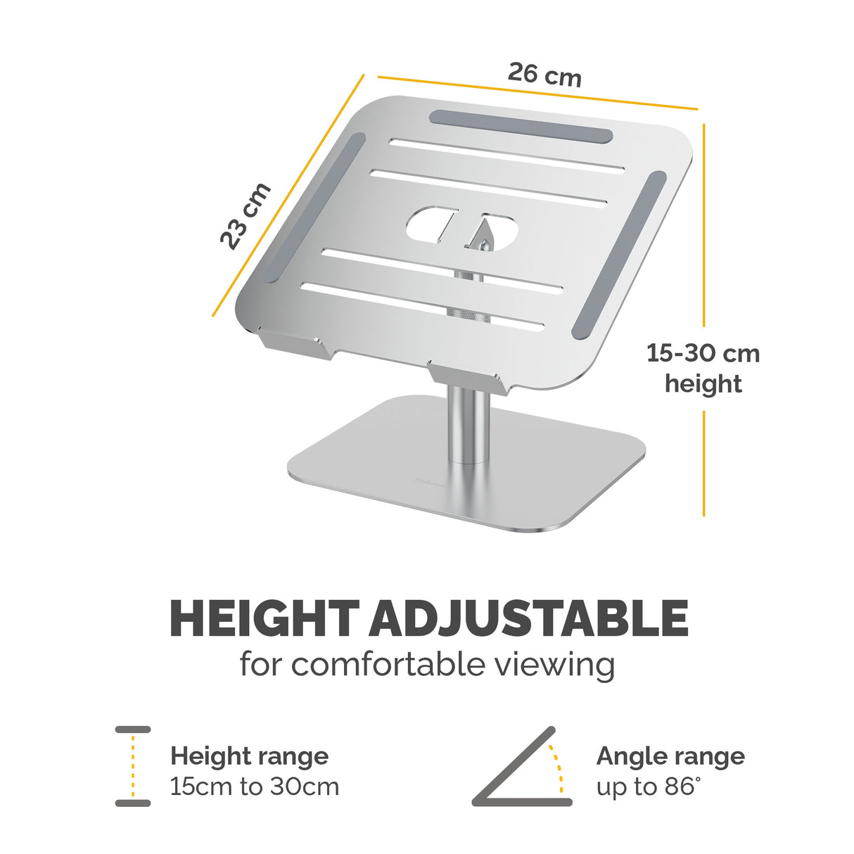 Fellowes Alumia Laptop Riser Desk Based Laptop Stand Max Size 15 inch Max Weight 5kg Silver
