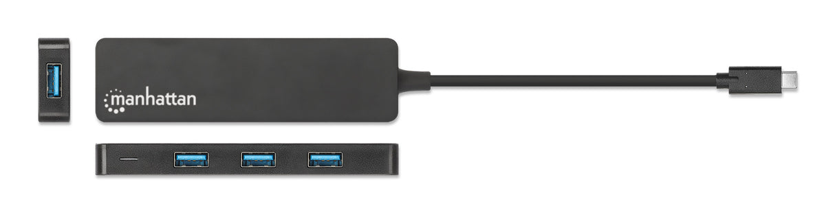 Manhattan USB-C Dock/Hub, Ports (4): USB-A (x4), 5 Gbps (USB 3.2 Gen1 aka USB 3.0), USB powered (no external power supply required), Equivalent to HB30CM4AB