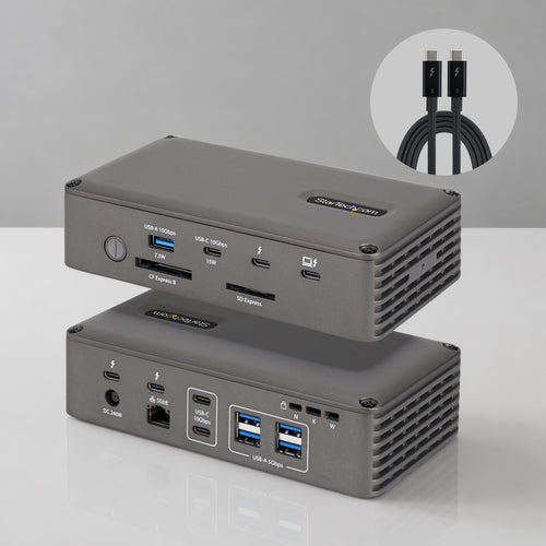 StarTech.com Thunderbolt 5 Dock with NVMe Slot for Mac and Windows, Up to Dual 8K 60Hz or Triple 4K 144Hz, 140W Laptop Charging, 5GbE, 120Gbps Bandwidth Boost