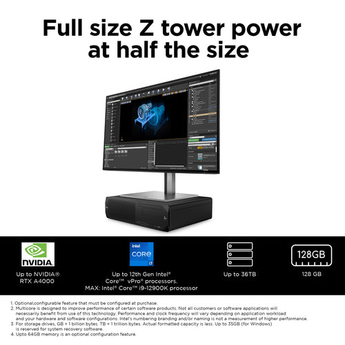 HP Z2 Small Form Factor G9 Intel® Core™ i7 i7-14700K 32 GB DDR5-SDRAM 1 TB SSD NVIDIA T1000 Windows 11 Pro SFF Workstation Black