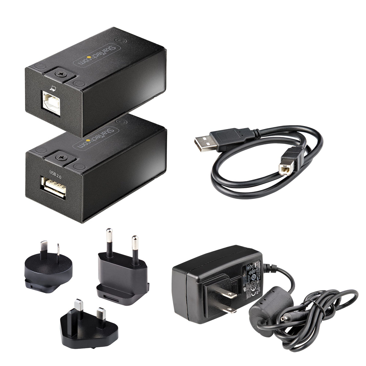 StarTech.com 150m (492ft) USB 2.0 Extender over Cat5e/Cat6 Ethernet Cable, Externally Powered USB Extender via RJ45/Network Cable, USB Over Ethernet Cable Extender/Adapter - TAA