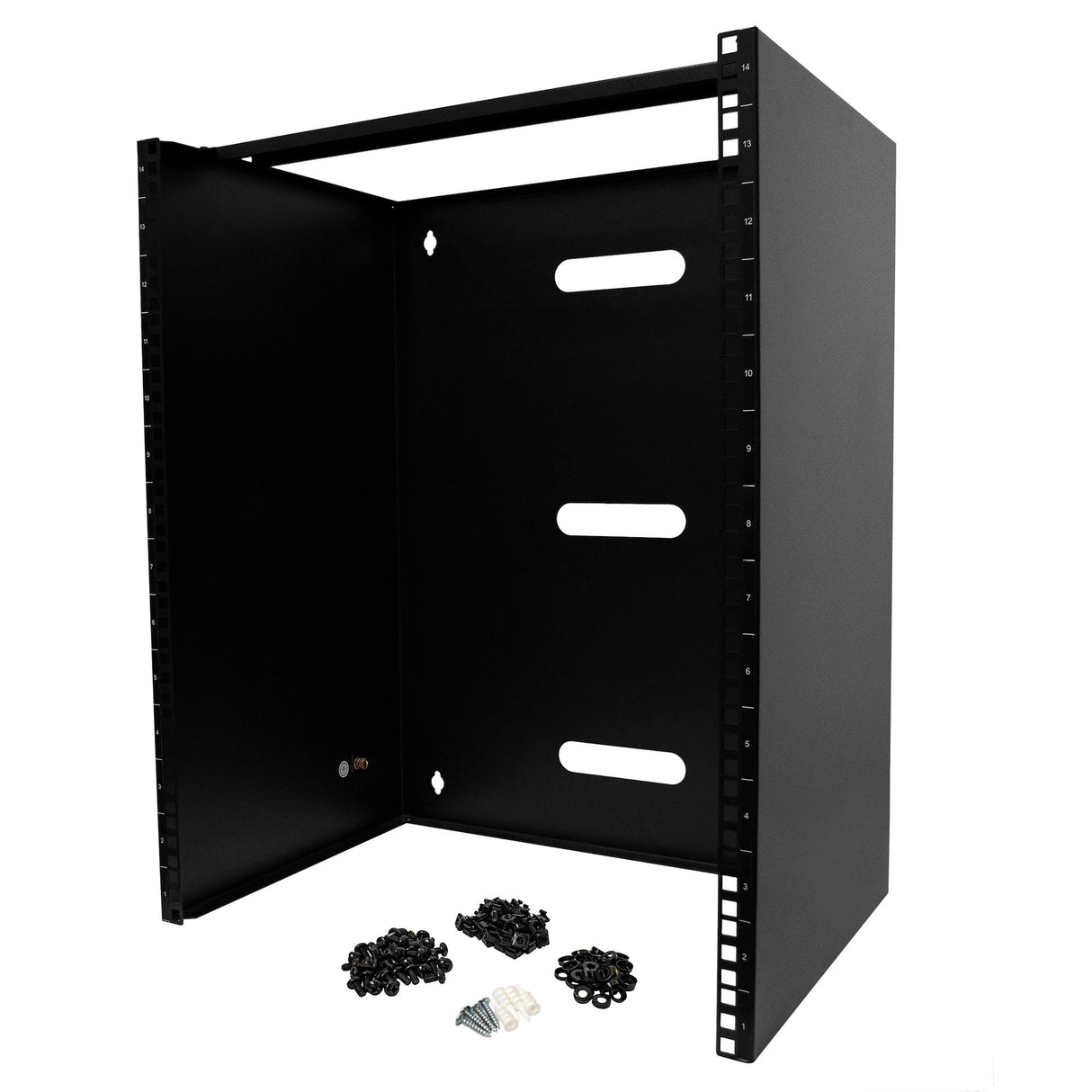 StarTech.com 14U Wall Mount Network Rack - 14" (35.5cm) Deep (Low Profile) - 19" Patch Panel Bracket for Shallow Server, IT Equipment, Network Switches - 77lbs/35kg Weight Cap., Black