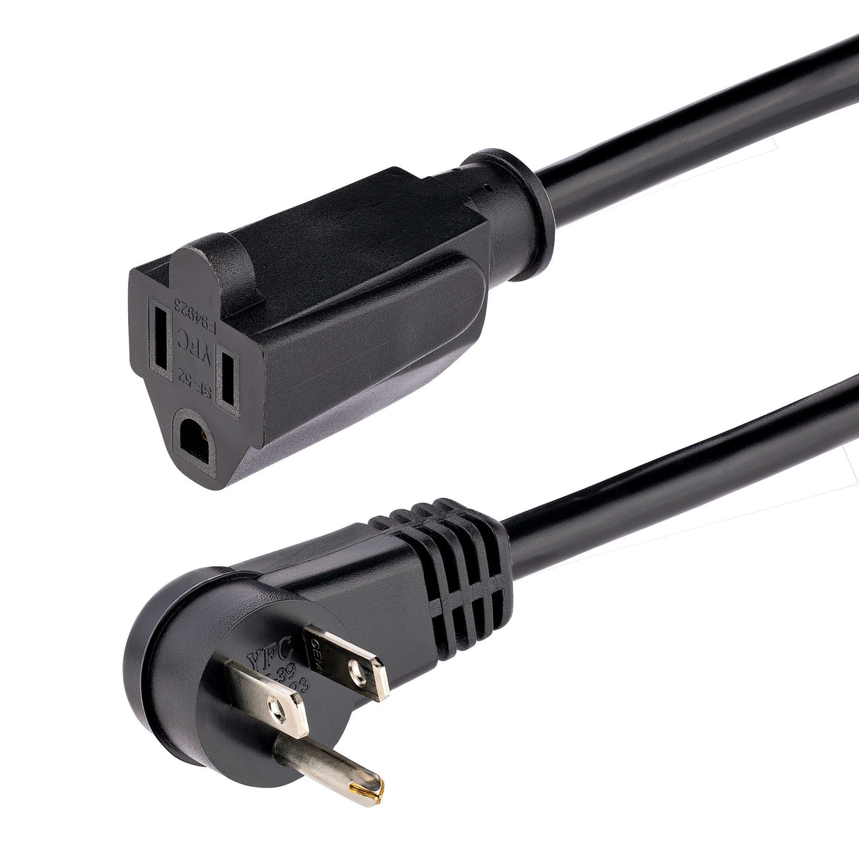 StarTech.com 6ft (2m) Power Extension Cord, Right Angle NEMA 5-15P to NEMA 5-15R, 13A 125V, 16AWG, Computer Power Extension Cord, Flat Extension Cord, AC Outlet Extension Cable