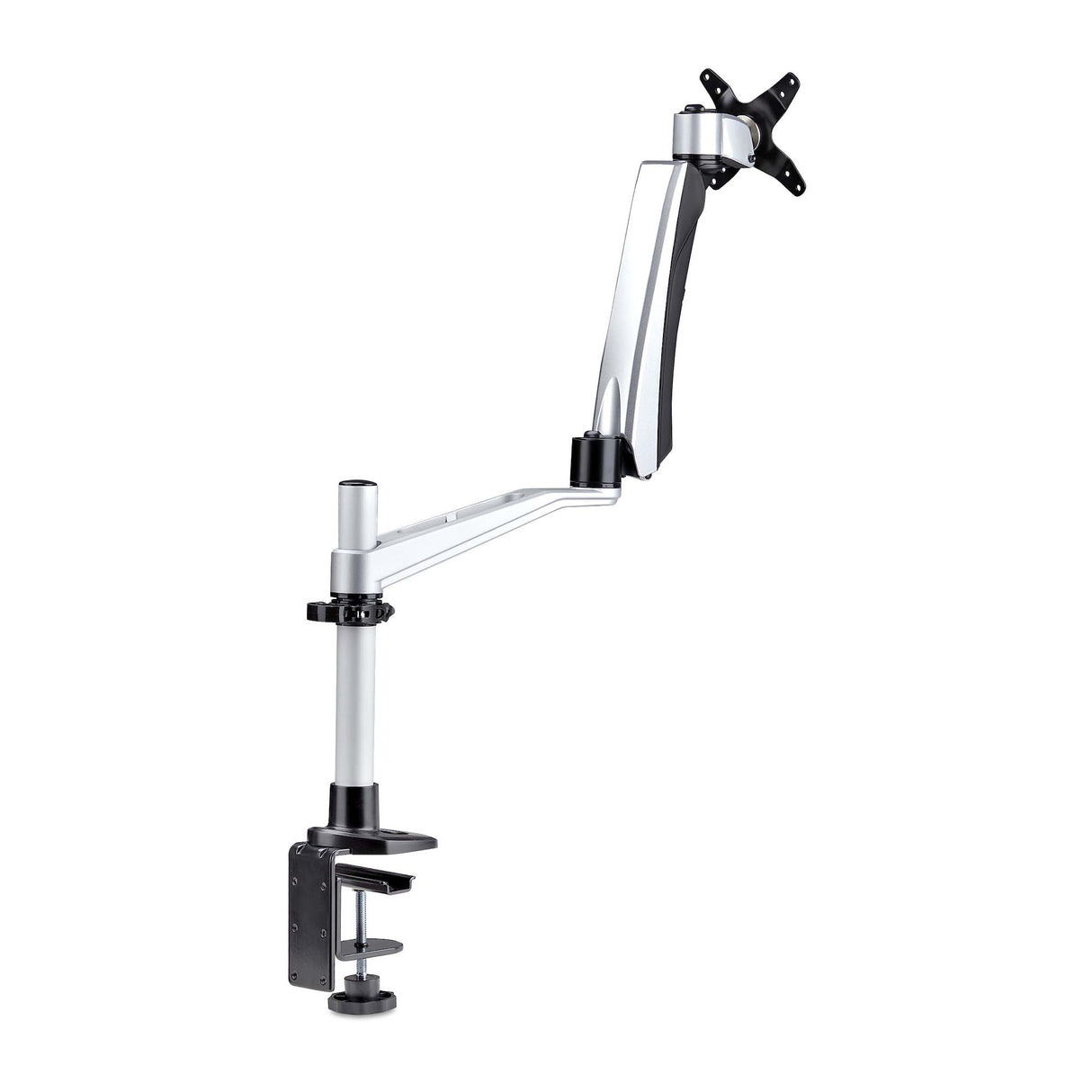 StarTech.com Desk Mount Monitor Arm For 27in 16:9 or 30in 21:9 Ultrawide Screens, VESA 75x75/100x100, Tool-Less Mechanical Spring Arm, C-Clamp/Grommet, TAA