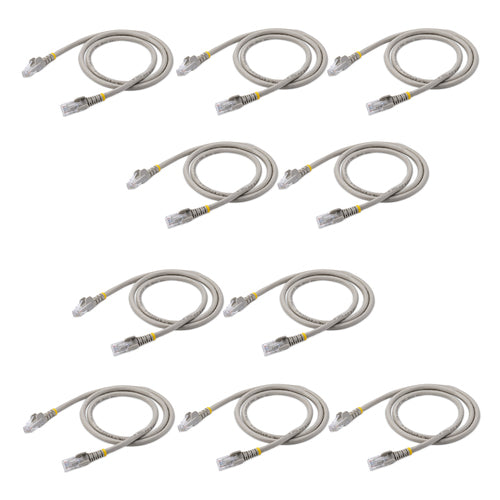 StarTech.com 3 ft. CAT6 Ethernet cable - 10 Pack - ETL Verified - Gray CAT6 Patch Cord - Snagless RJ45 Connectors - 24 AWG Copper Wire - UTP Ethernet Cable