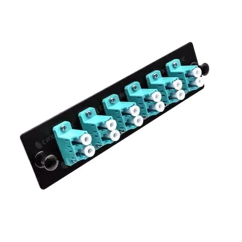 Primewired Fiber Adapter plate LGX with 6 Duplex LC Aqua Adapters(12 Strands)
