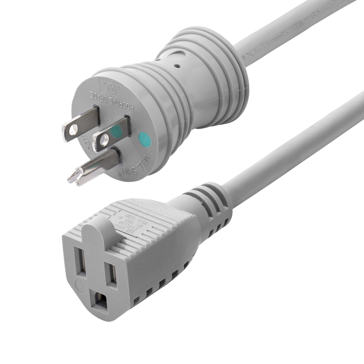 StarTech.com 6ft (1.8m) Hospital-Grade Extension Cord, Green Dot Medical Power Cable, NEMA 5-15P to NEMA 5-15R, 13A 125V, 16AWG, TAA Compliant, UL Listed