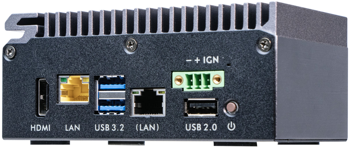 Shuttle Edge PC SPCEL03 , Intel Atom x6413E, 1x HDMI, 2x 2.5G LAN, 1x COM, DIO (4x in, 4x out), 3x USB, 2x M.2, 12-24V, fanless, 24/7, -20... 60°C, incl. VESA & DIN-RAIL mount