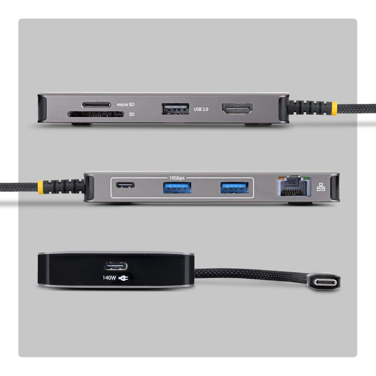 StarTech.com USB-C Multiport Adapter with 4K 60Hz HDMI, 140W Power Delivery, USB 10Gbps Hub, GbE, SD and MicroSD Slots, Plug-and-Play Mini Dock for Dell, HP, Lenovo Laptops