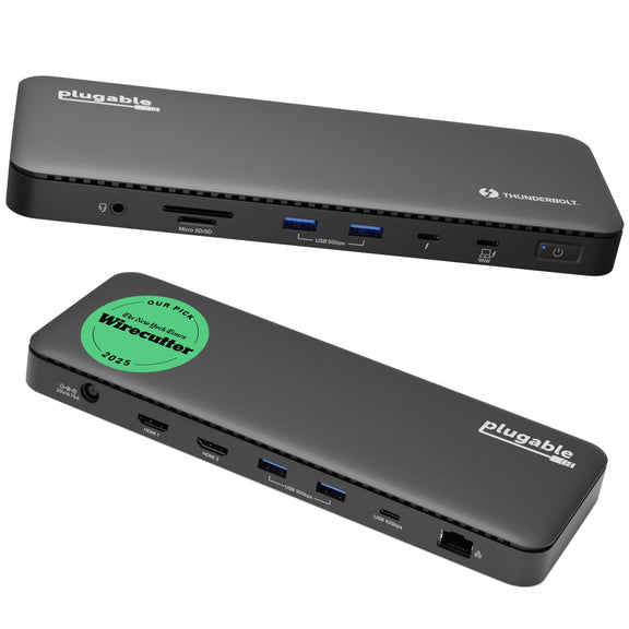 Plugable Technologies TBT4-UD5 laptop dock/port replicator Wired USB 3.2 Gen 2 (3.1 Gen 2) Type-C Black